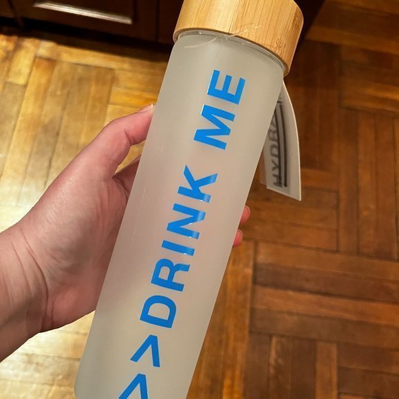 Glass Water Bottle - Eco One - Drink Me (New With Tags) (h/x) - Picture 2 of 10